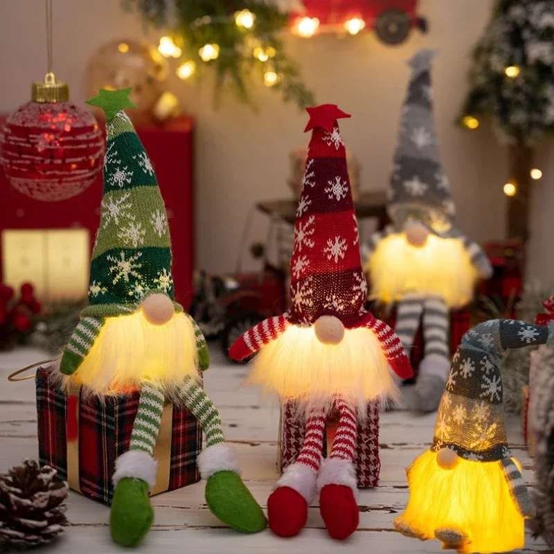 عيد الميلاد دمية مجهولي الهوية جنوم الحلي مصباح ليد أفخم الحياكة الحرف شجرة قلادة زينة عيد الميلاد للمنزل الاطفال هدية