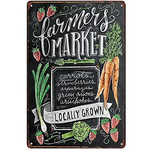 

Original Retro Design Larmers Maket Tin Metal Signs Wall Art | Thick Tinplate Print Poster Wall Decoration