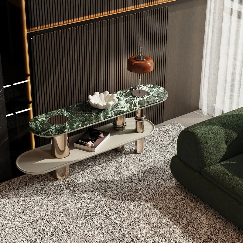 light luxury/green natural luxury stone/original high-end marble double-layer sofa side cabinet