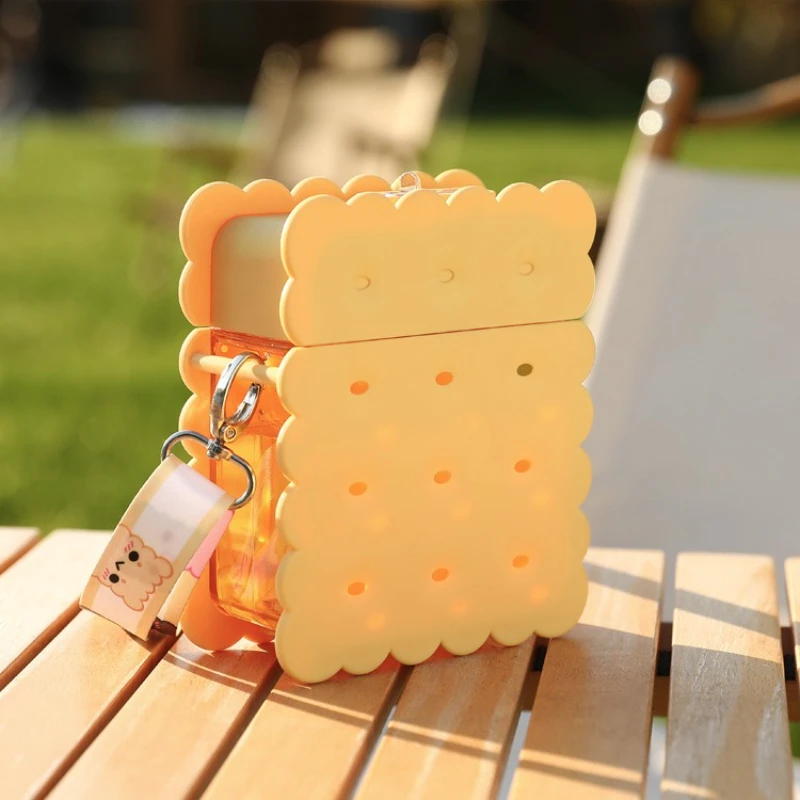 Biscuit Shaped Plastic Water Bottle with Straw Kawaii Children Leakproof Drinking Bottles Gym Travel Outdoor Sports Kettle