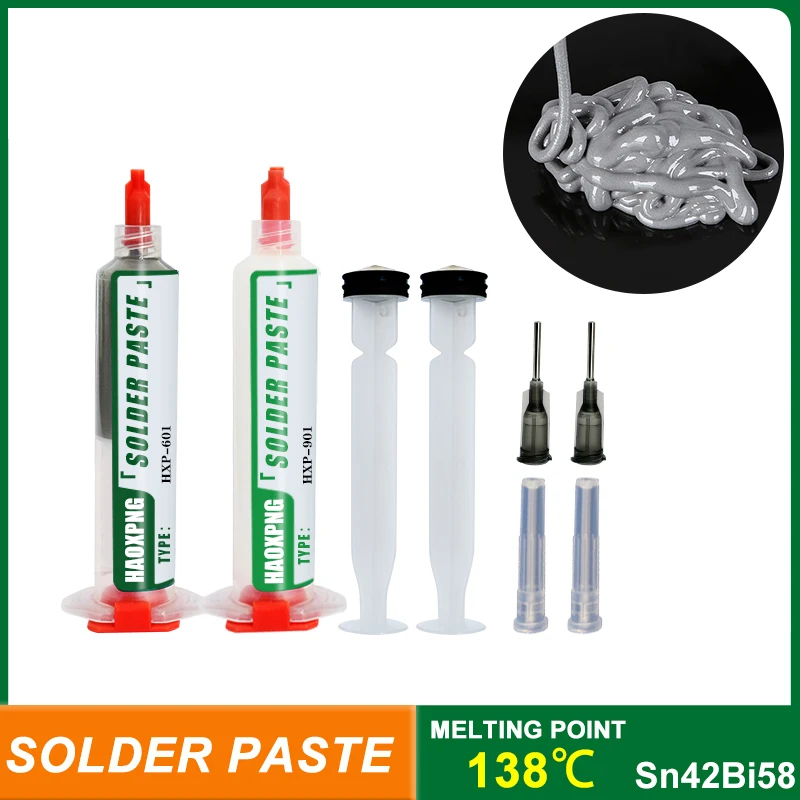 Lead-free Syringe Solder Paste Low High Temperature Flux For Soldering Led Sn42bi58  Smd Repair Tin Paste