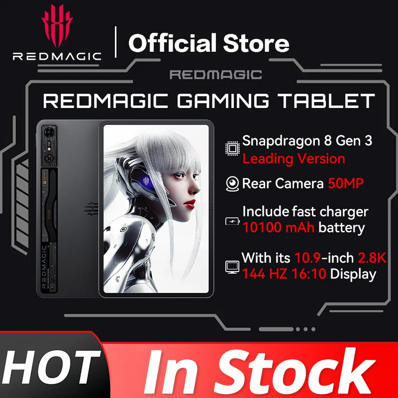 Tablette de jeu Redmagic 10,9" Snapdragon 8 Gen 3 Version leader 10100 mAh 50 MP inclure le chargeur