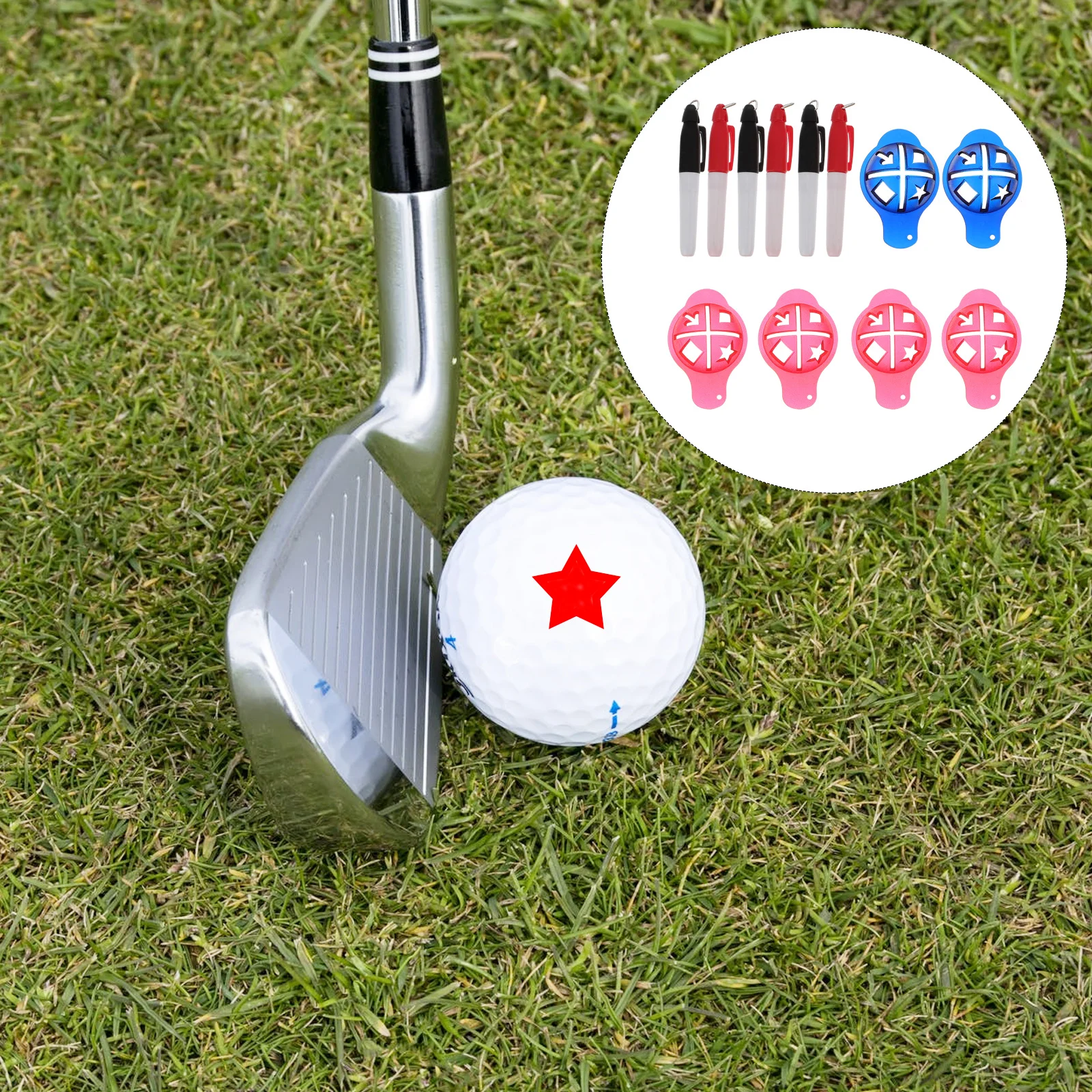 

6Sets Round Ball Markers Compact Size Lightweight Durable Easy Use Golf Ball Line Drawer Marker Alignment Clip