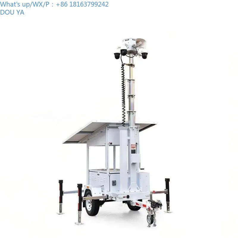 Mobiler Solarsicherheitsanhänger mit 6 m manuellem Mast zur Parkplatzüberwachung
