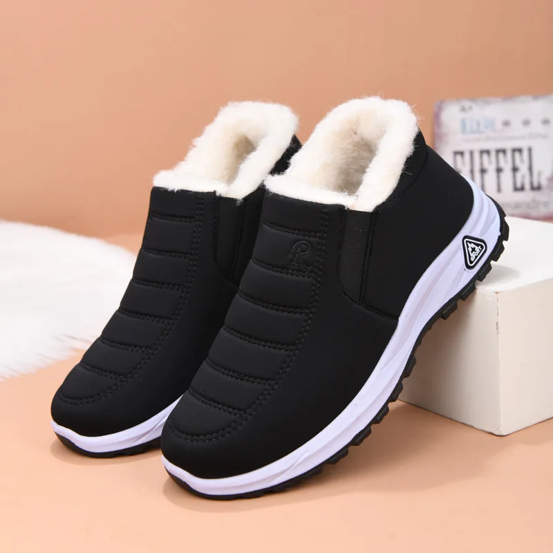 

Cotton shoes for men in winter 2025 with added fleece middle-aged and elderly and snow boots