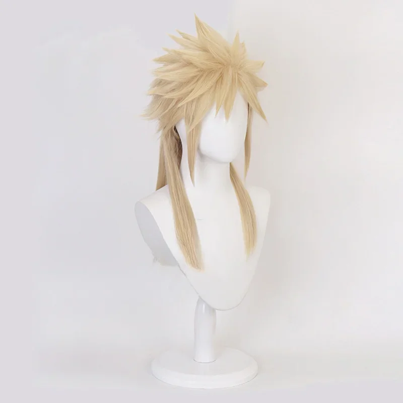 Anime Game Final Fantasy VII FF7 Cloud Strife Adult Unisex Short Curly Heat Resistant Synthetic Hair Wigs Halloween Props