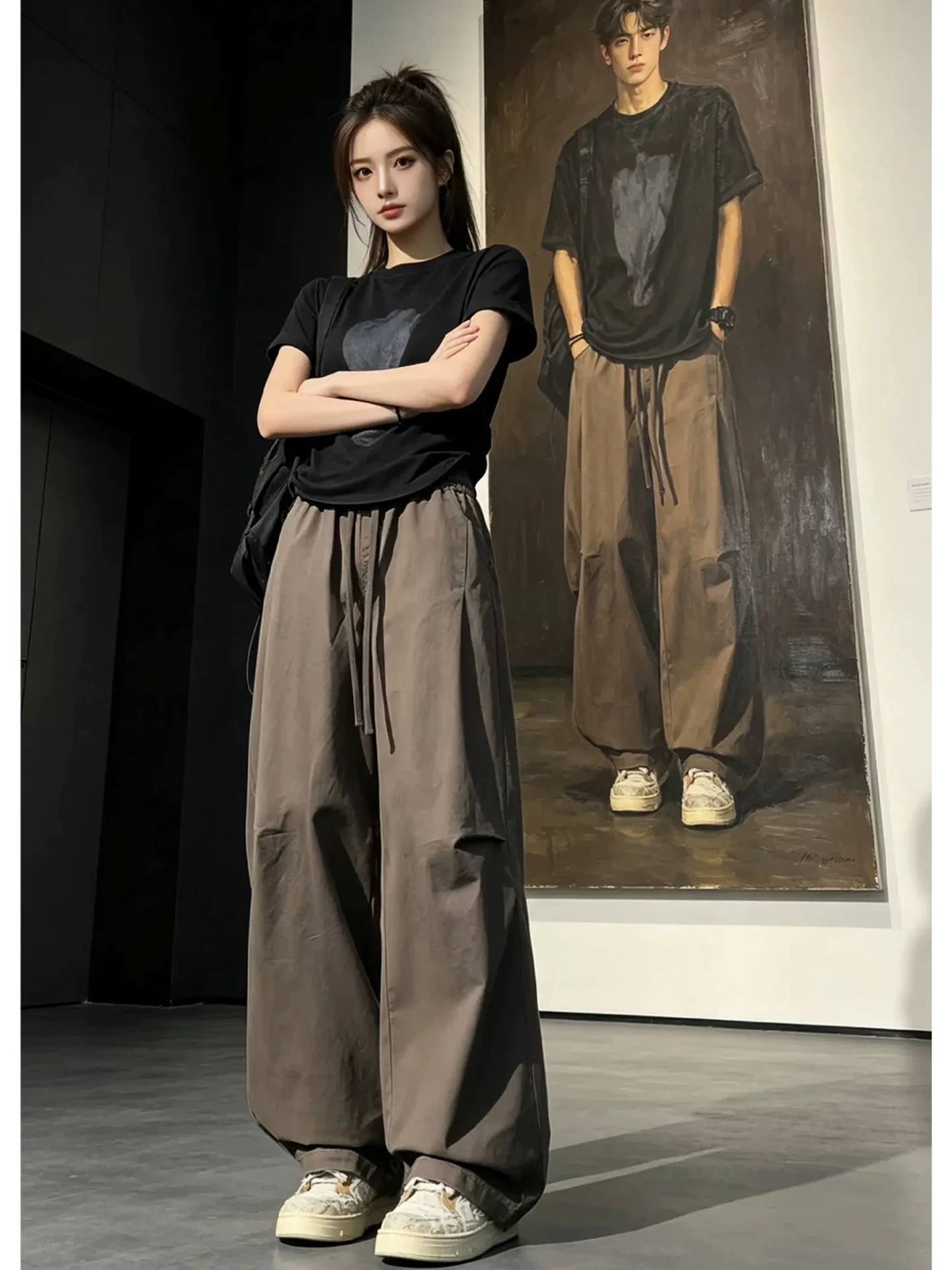 American Style Pleated Pure Cotton Work Trousers Men Summer Thin Loose Straight Leg Pants Drapey Retro Cleanfit Casual Trousers