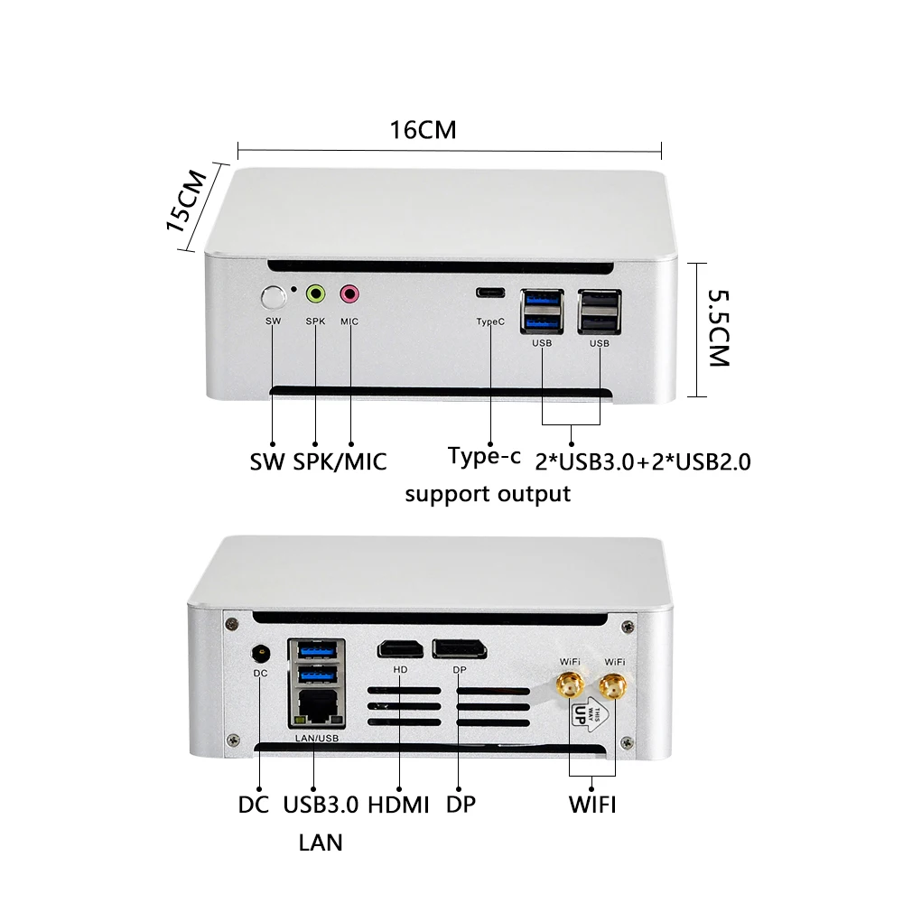 Newest Intel Core 13th Gen Mini PC I5-1340P/i7-1355U Intel Iris X Win11 12Core 16Threads WiFi6 DDR5 Type-C 3 Screen Outputs