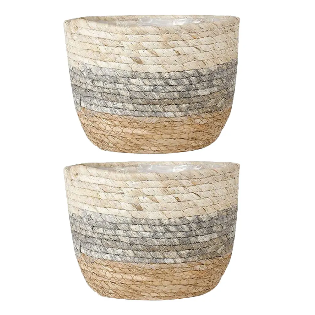

2pcs Woven Decorative Planters for For Desktop Flowers Balcony Garden Bedroom