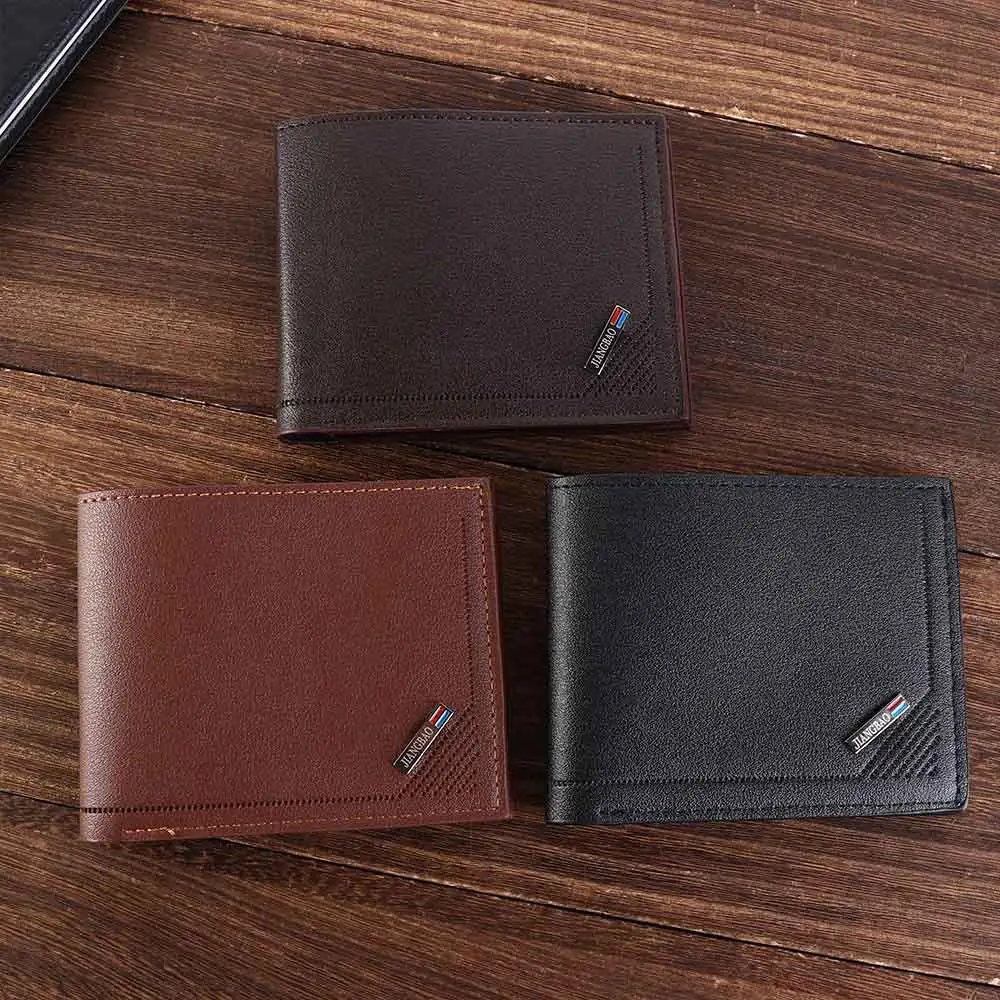 

Vintage PU Leather Men's Short Wallet Large Capacity Multi-position Male Leather Purse Korean Style Thin Men Coin Pocket Outdoor