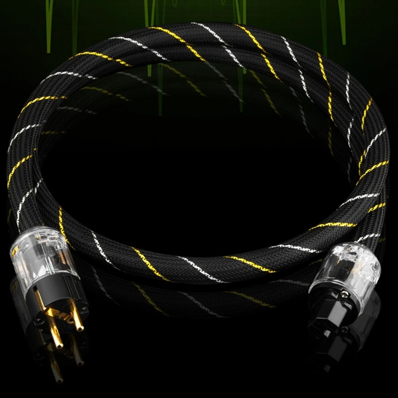 U55C Very Low Noise Power Cord with Thickened 17mm Diameter & Plaited Cover Simple Installation for Music Lover Equipment