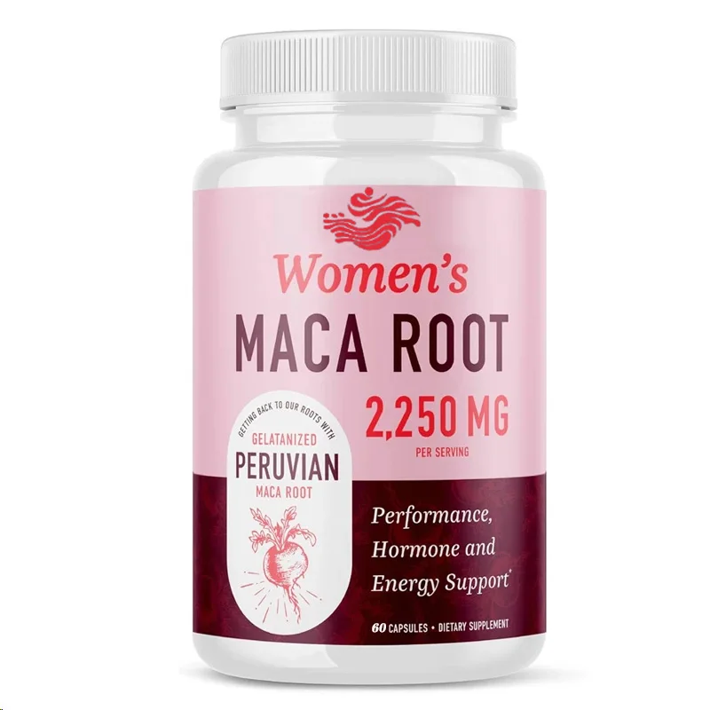 Cápsulas de maca orgánica para mujer, 2250 mg de fuerza, maca roja, negra y amarilla que contiene pimiento negro para apoyar energía, etc.