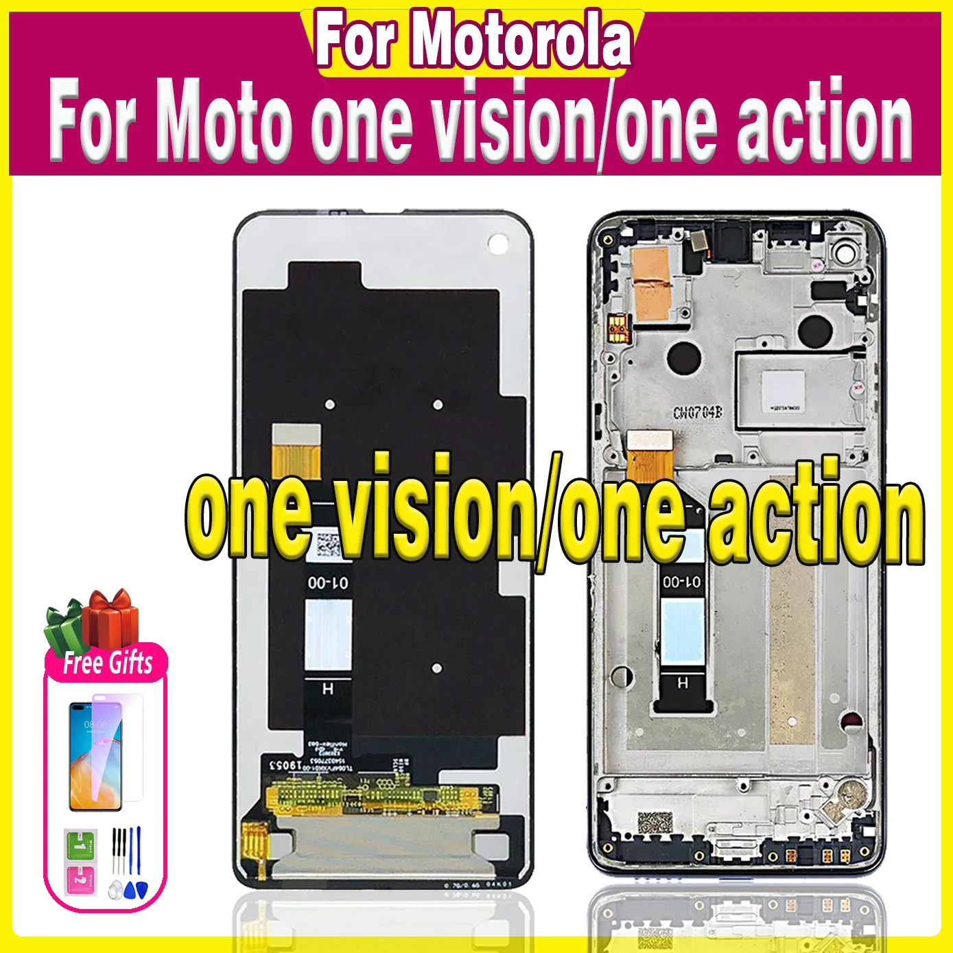 100%Tested LCD For Motorola One Vision moto P50 XT1970 Display Touch Screen One Action XT2013 LCD Digitizer Assembly Replacement