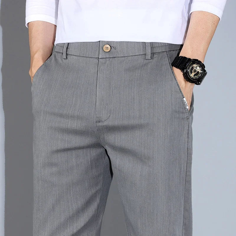 

Men New Designer Classic Office Business Pants Male Elastic Thin Cotton Cultivate One's Moral Character Straight Formal Trouser