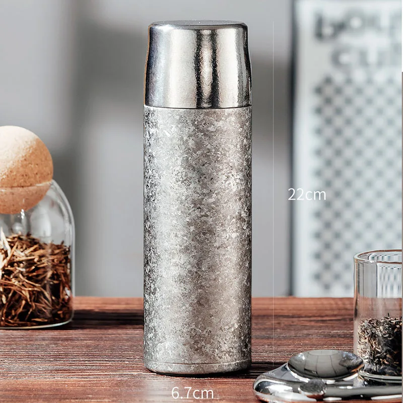 500ml Thermos Cup With Bouncing Inner Cap,Double Layer Pure Titanium Vacuum Flasks,Bacteriostatic Drinkware,Travel Water Bottle
