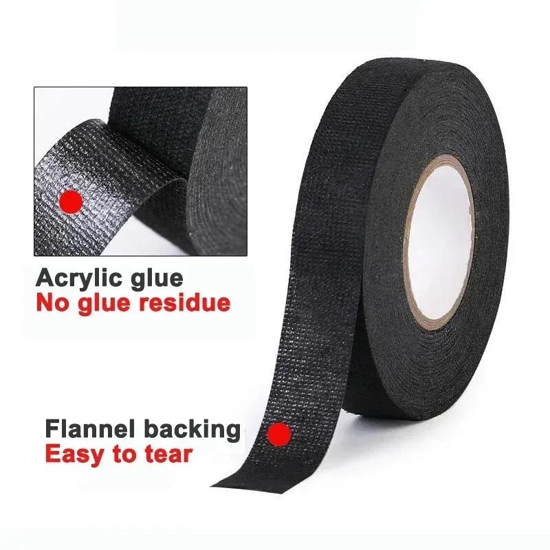 Elektrische Tape Auto Bedrading Doek Stof Tape 9mm/15mm/19mm/25mm Plakband hittebestendig Auto Harnas Kabel Organizer