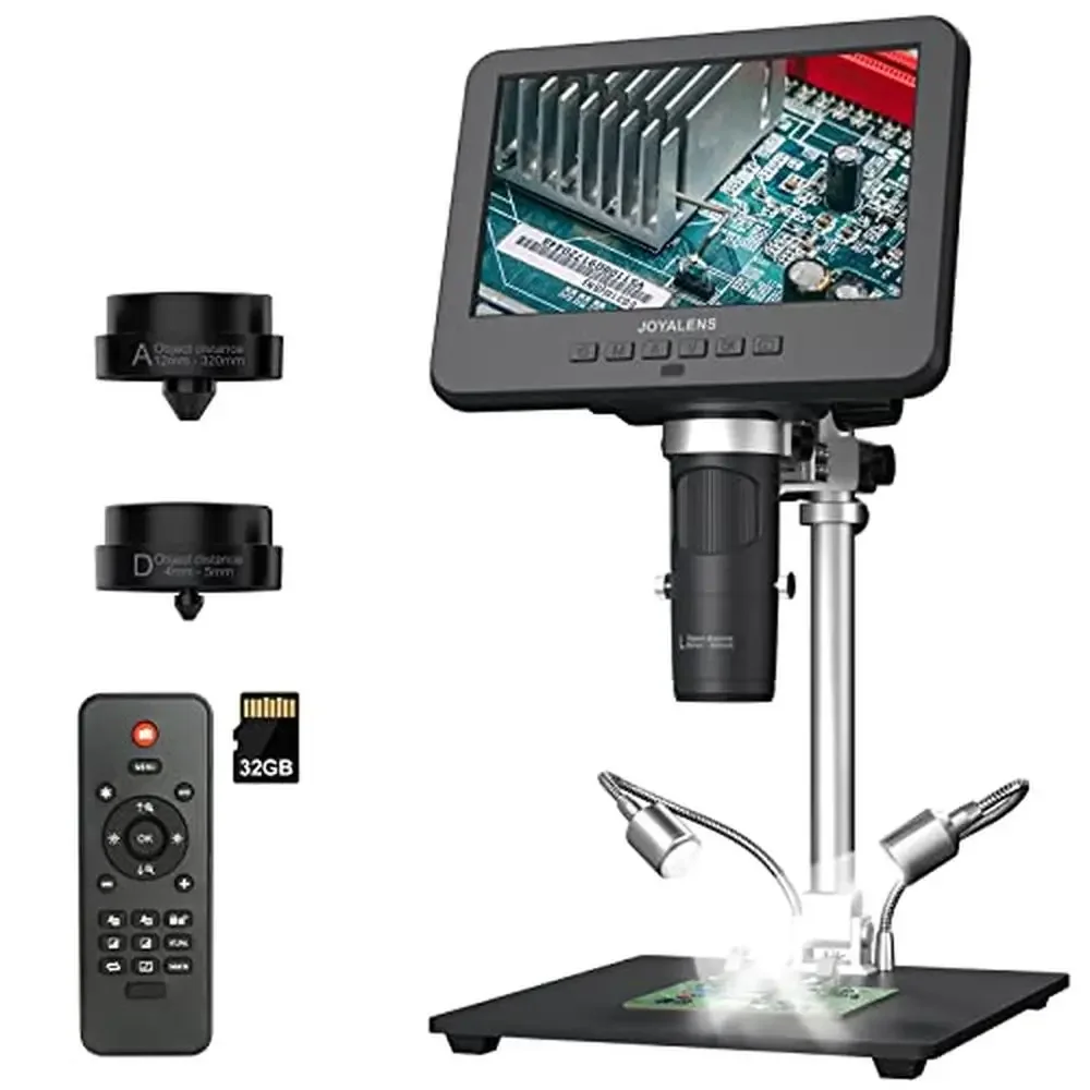 

Digital Microscope 2000x 24MP Soldering Kit Metal Stand HDMI LCD 7'' USB Coin Inspection Jewelry Plant Circuit Board Observation