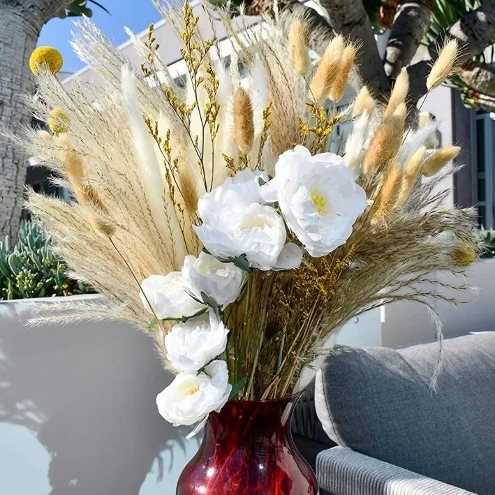 70/100pcs Fake Flowers Pampas Floral Bouquet Home Decoration Rabbit Tail Grass Reed Wedding Decoration Arrangement