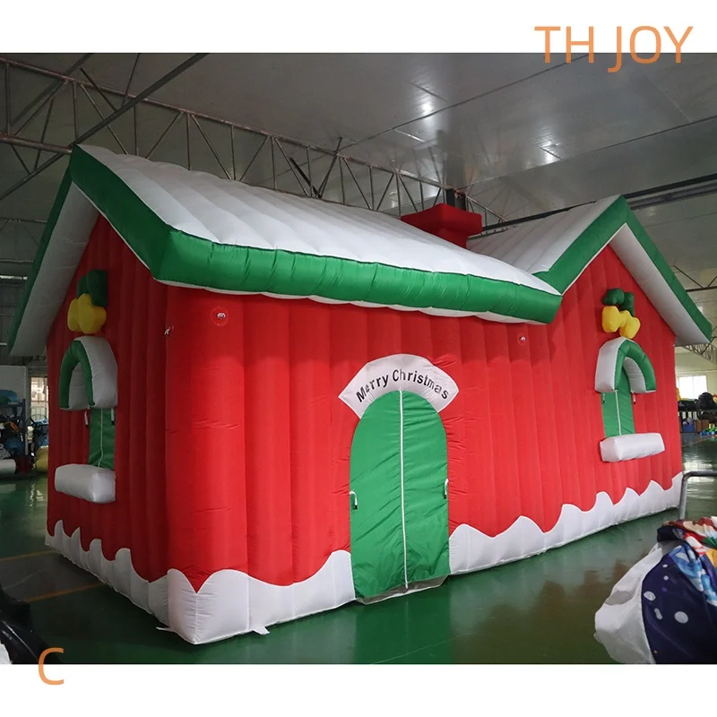 spedizione aerea veloce, tenda gonfiabile rossa della grotto di Babbo Natale della decorazione esterna della casa di Natale gonfiabile 7x4x4m