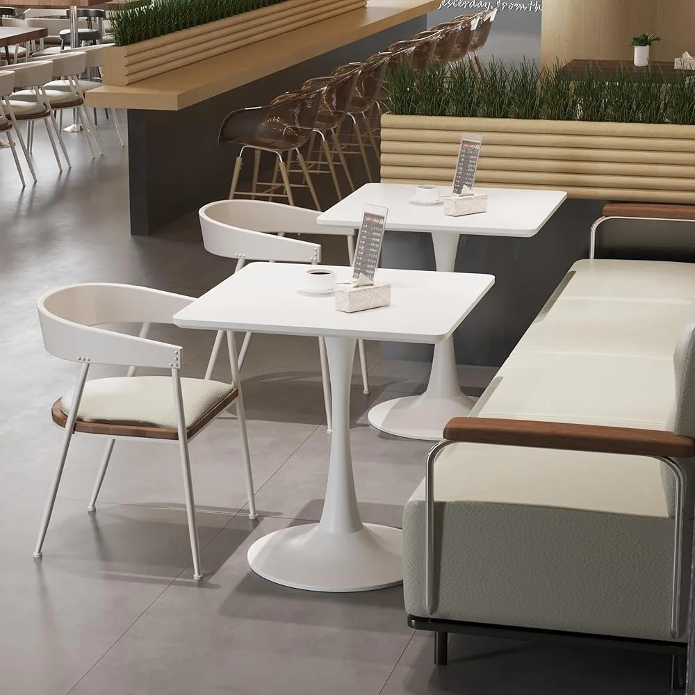 Modern White Tulip Dining Table Small Pedestal Base 2 People Mid Century Kitchen Glossy Durable Easy Assembly Indoor Furniture