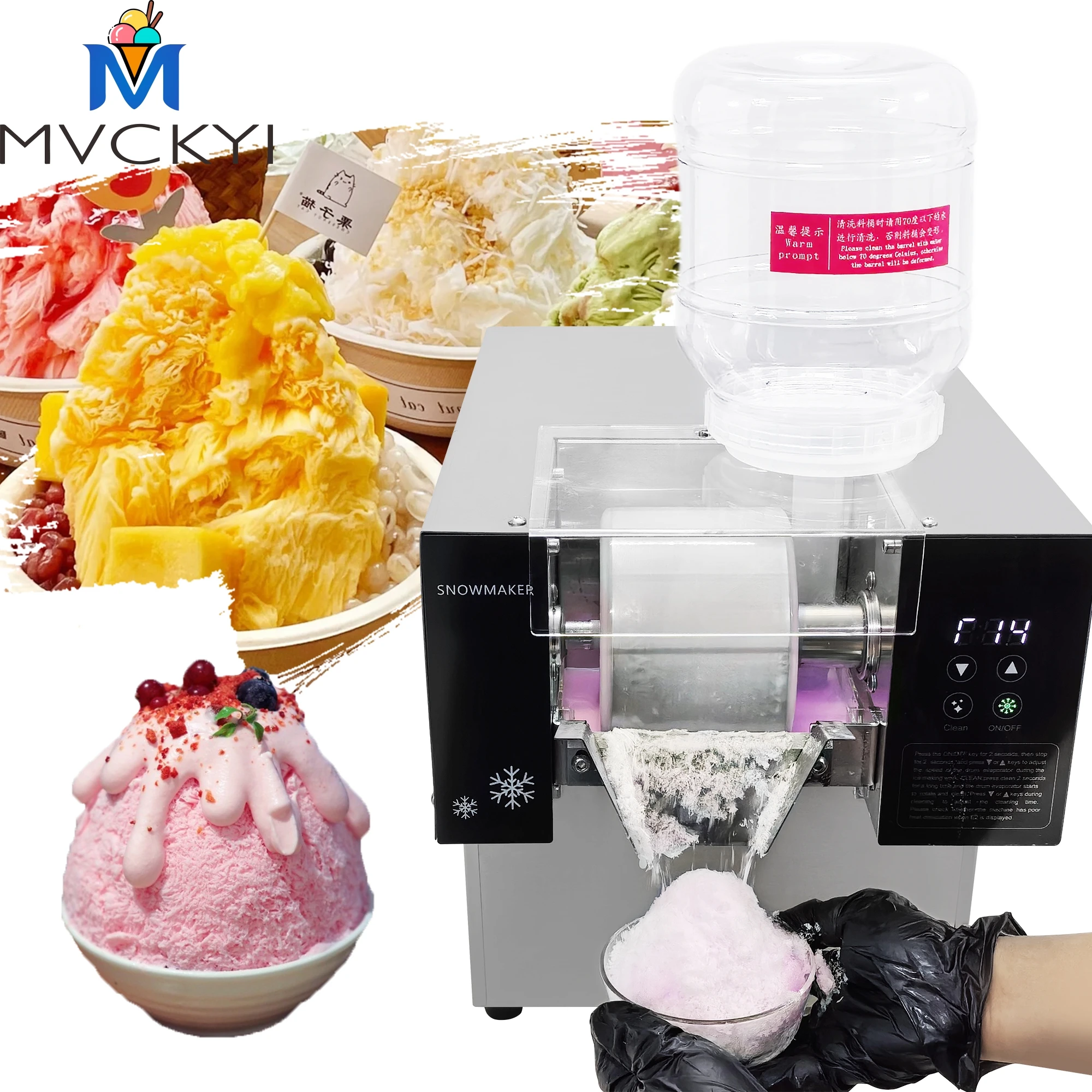 

Mvckyi 80KG Commercial Automatic Milk Snowflakes Ice Maker Small Stall Korean Juice Bingsu Ice Cream Crusher Snow Machine