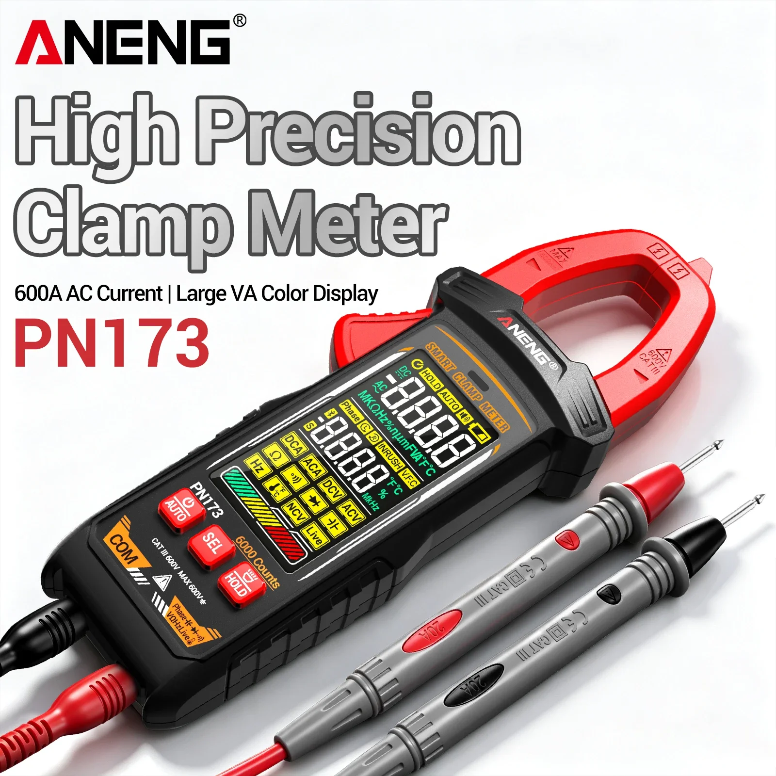 ANENG PN173 Digital Clamp Meter 6000 Counts AC DC Voltage Current Resistance Capacitance Temp NCV Diode Electrician Repair Tool