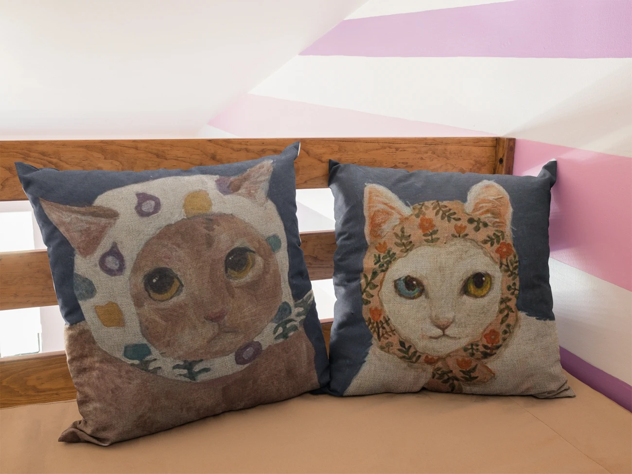 Vintage Cat Pillow Covers, Color Animal Pillow Cases, Bohemia Home Decor, Living Room Cushion Cover, 45*45 40*40