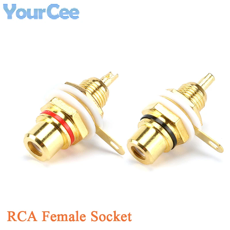 2pcs RCA Female Socket Lotus Connector Audio Terminal Plug 3.5mm AV Plug Gold Plated Chassis Panel Mount Adapter