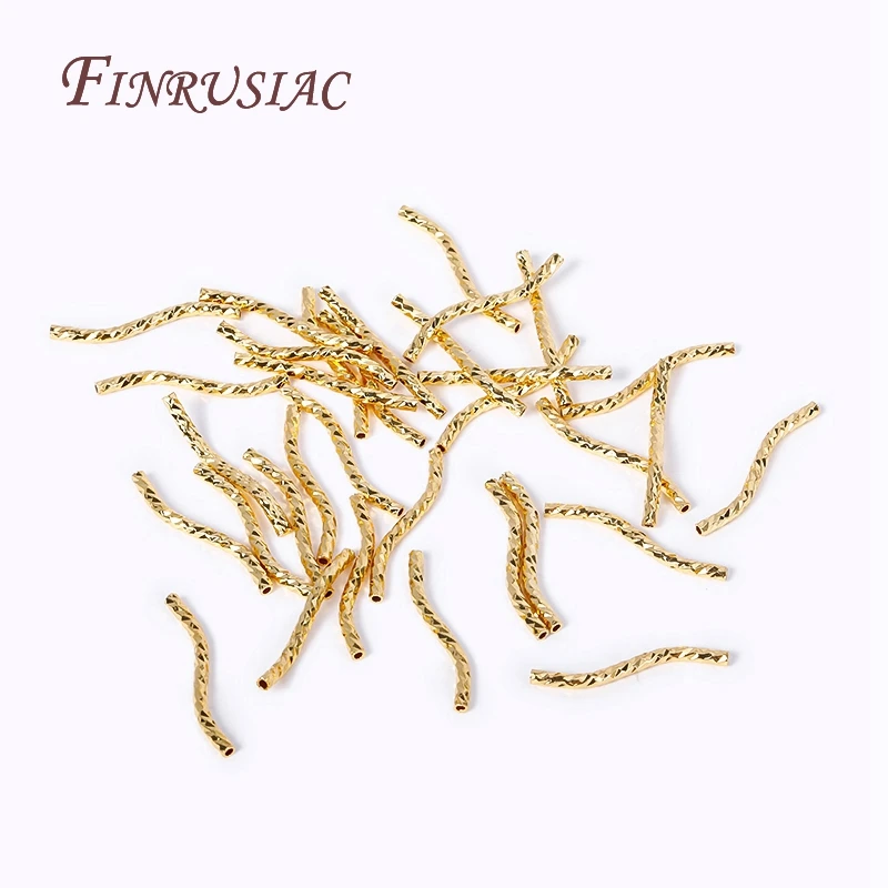 Hand gefertigte DIY Schmuck Befunde Komponenten 18 Karat vergoldet s Form gebogenes Rohr Messing Metall Twisted Tube Perlen Stecker – Detail 15