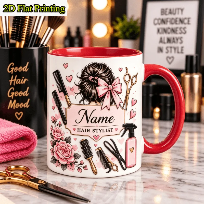 2D Flat Printing 1pc 11oz Personalized Name Hair Stylist Mug, Christmas Birthday, Salon Home, Best Friend, Hand Wash Only