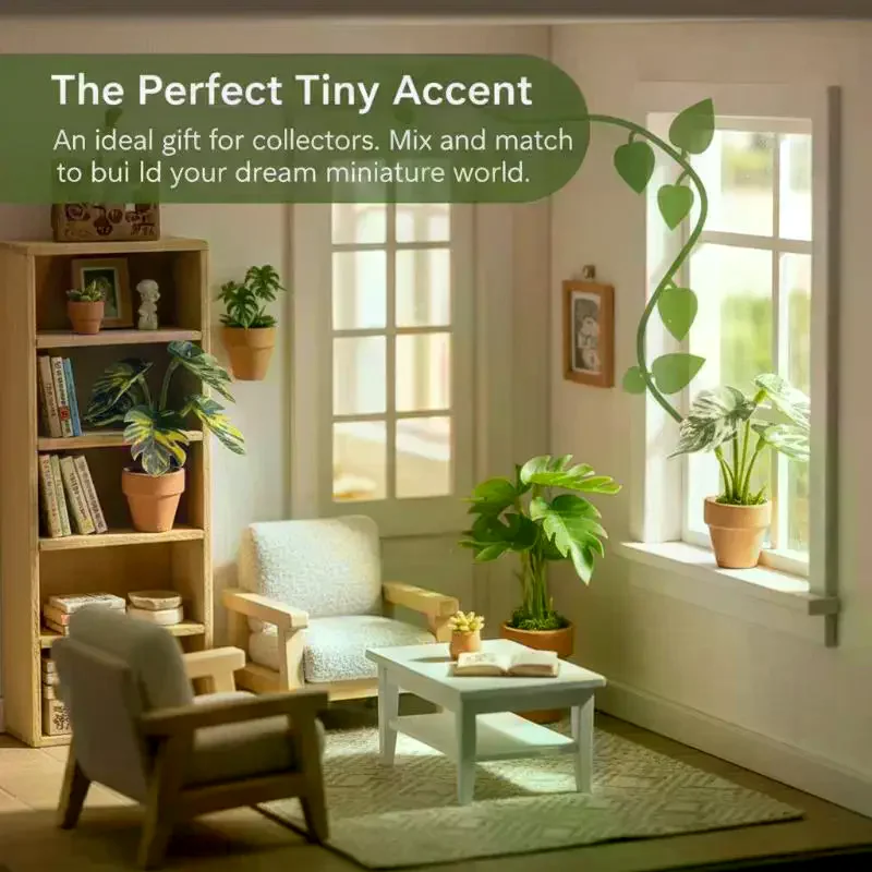 

1 шт. Миниатюрное растение таро в горшке для домашнего декора, зеленое, для кукольного домика, в скандинавском стиле, реквизит для фотосъемки