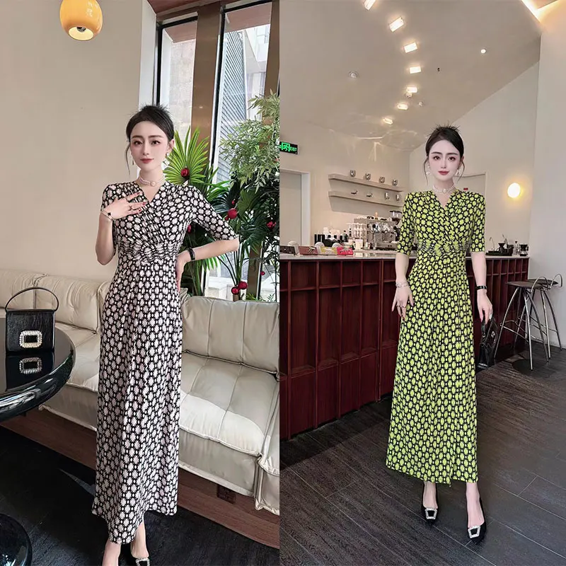 Fashionable and elegant printed design dress with exclusive style, noble and slimming women's clothing, high-qualit #002 B2-33