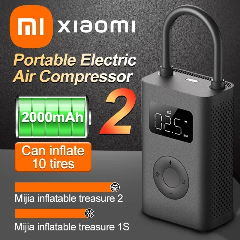 

New Xiaomi Mijia Air Compressor 2 Portable Universal Electric Air Pump 2 Tire Sensor Mi Inflatable Treasure 2 for Car Bike