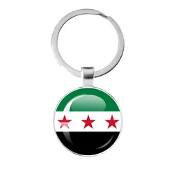 Syria National Flag Glass Cabochon Pendant Keychain Metal Keychain Fashion For Women Men Charm Handmade Car Keyring Jewelry Gift