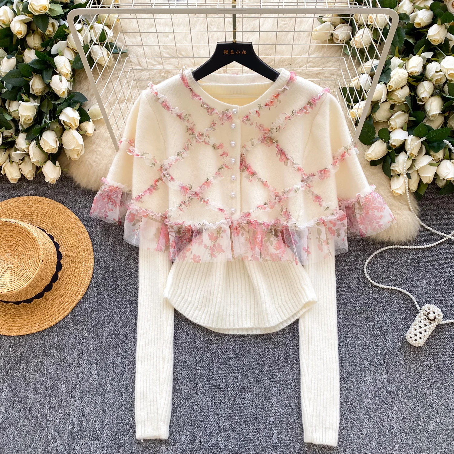 

Vintage basics butterfly Knit long sleeve Blouse Korean Fashion Sexy autumn Shirt women clothing