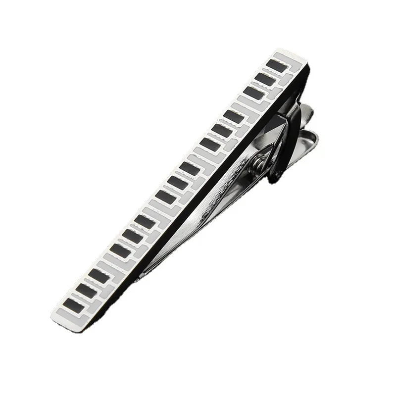 Creative Notes Men's Advanced Titanium Steel Personalized Piano Instruments Fashion Street Racket Stainless  Tie Clip