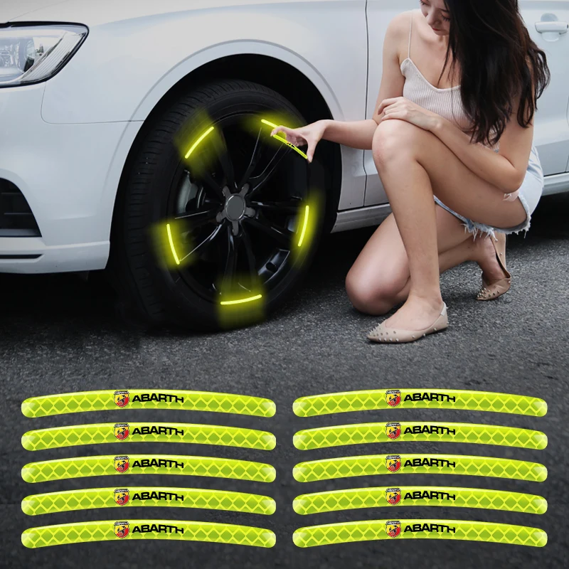 الفلورسنت محور عجلات السيارة شرائط عاكسة ملصقات تحذير السلامة ل عباس أبارث بونتو 124/125/500 ستيلو دوكاتو اكسسوارات