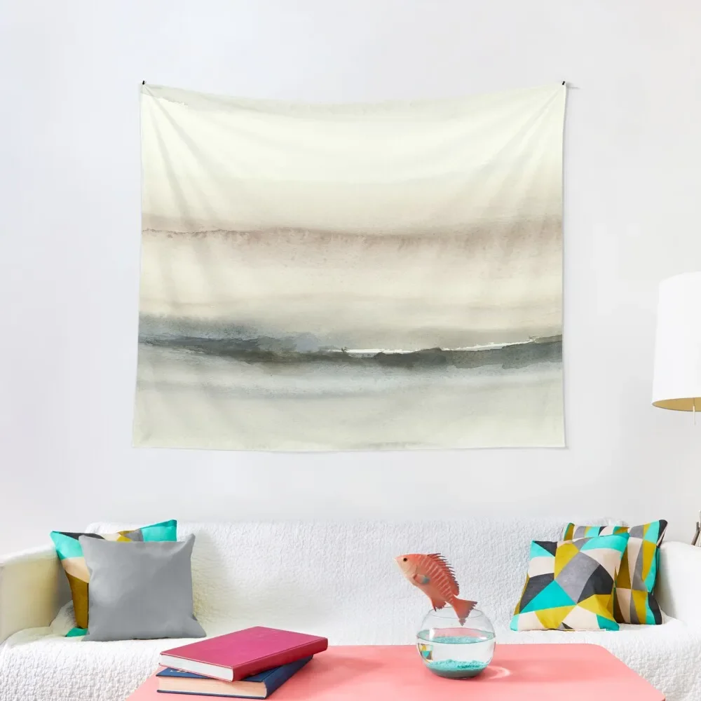 

Abstract Gray Beige Watercolor Landscape Horizontal Format Tapestry Wall Mural Room Decoration Korean Style Tapestry