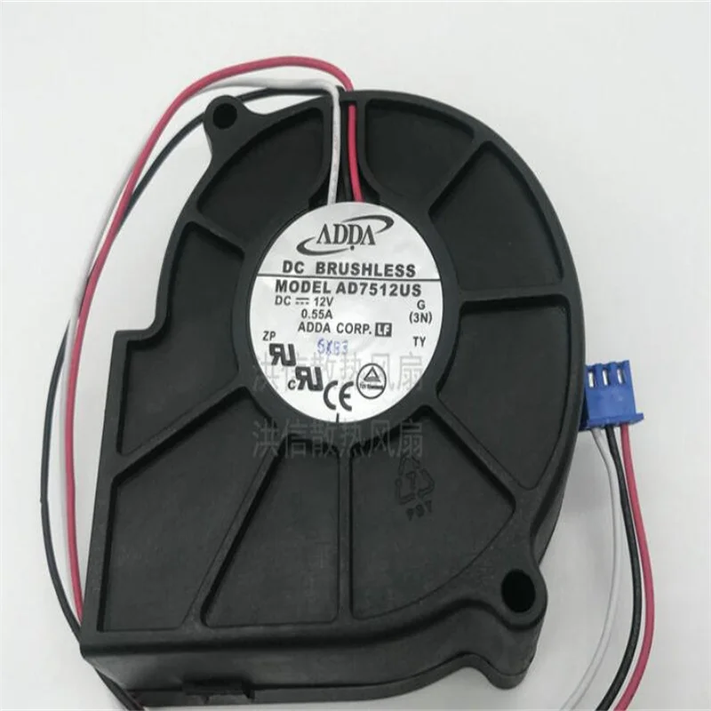 Original ADDA 7530 AD7512US DC12V 0.55A 3-wire turboblower fan