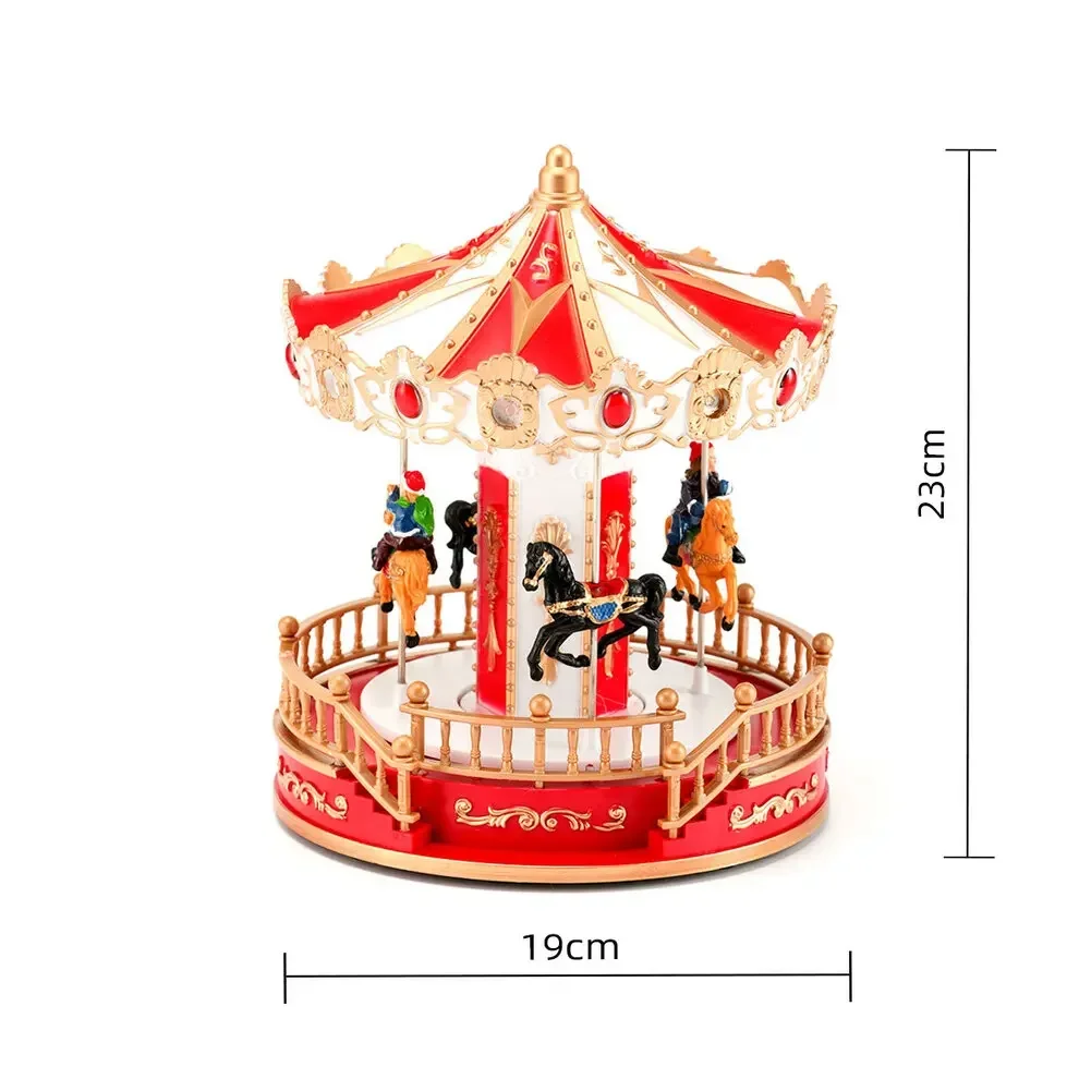 Light and Music Carousel Music Box with Dual Power Options Including USB and Batteries for Seasonal Decoration