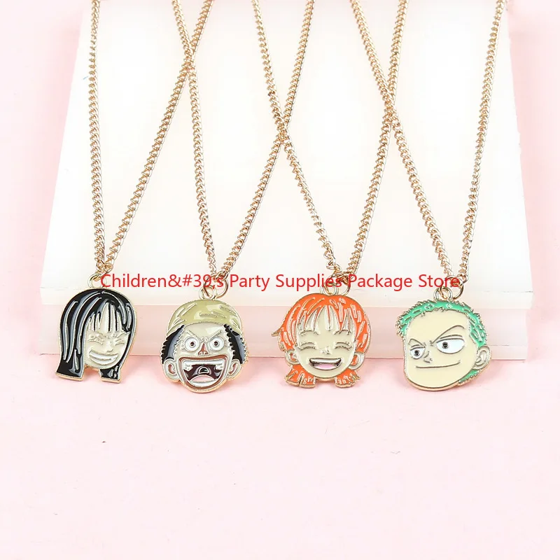 Bandai,8pcs,ONE PIECE Gold Necklace, Unisex, Compact and Lightweight Collarbone Chain, Cartoon Anime Alloy Accessory Gift