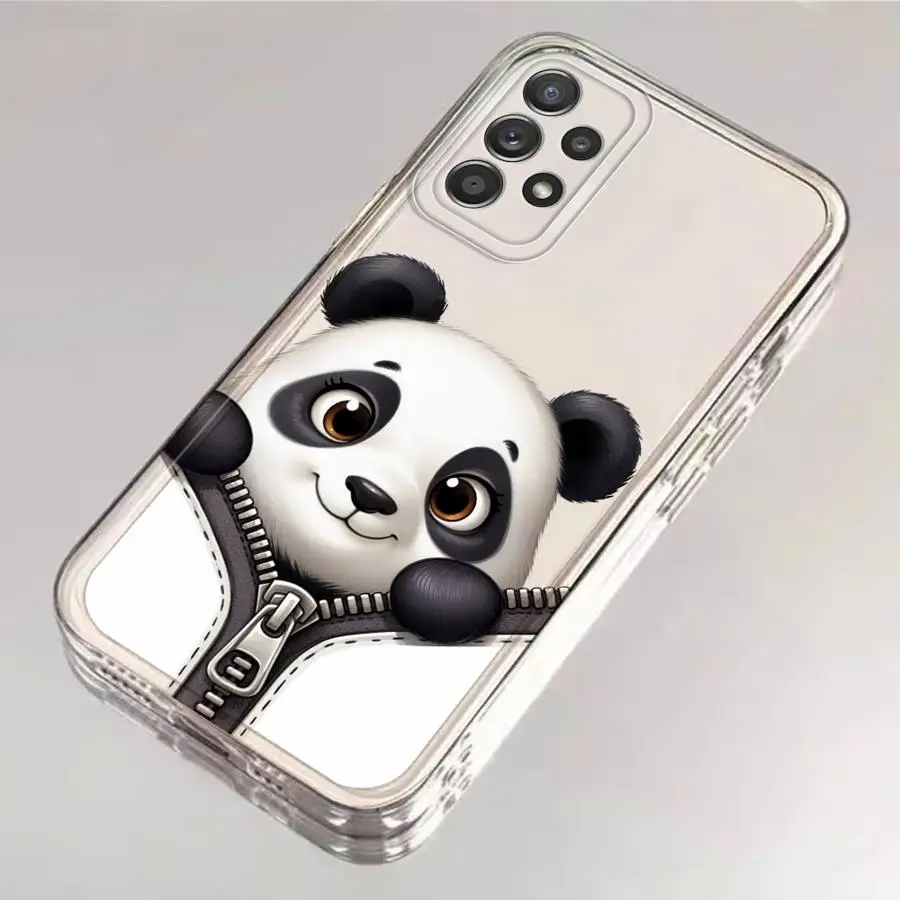 Animal Panda Clear Cover Phone Case for Samsung Galaxy A16 A22 A25 A14 A35 A15 A13 A12 A34 A72 A71 A73 A35