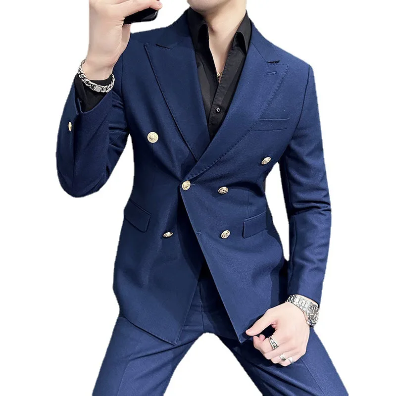 Men's casual business peaked lapel slim fit banquet suit21