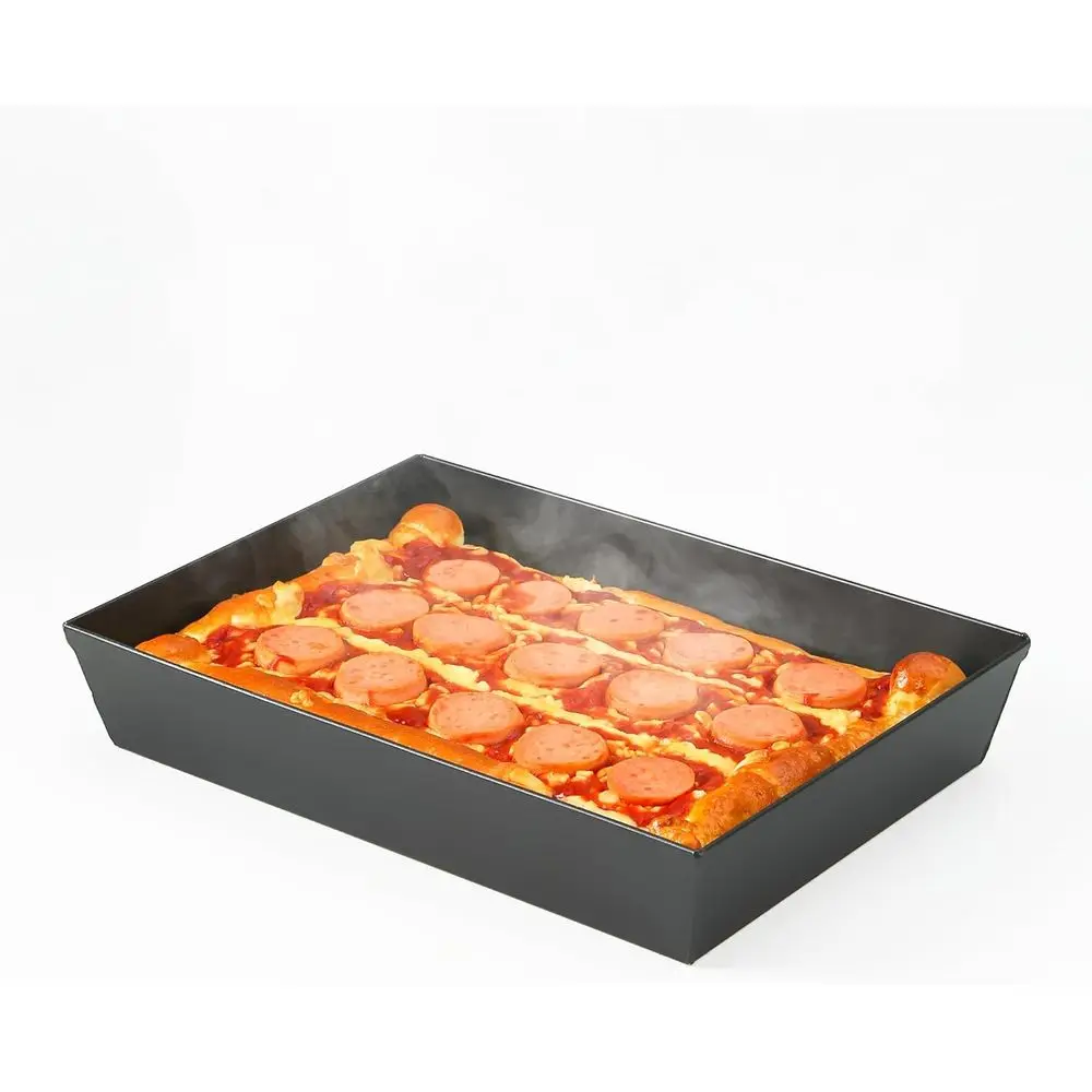 

14x10 Inch Non-Stick BPA-Free Carbon Steel Deep Dish Pizza Pan, Heat-Resistant to 800°F, Pre-Seasoned Detroit Style Pan with 5-Y