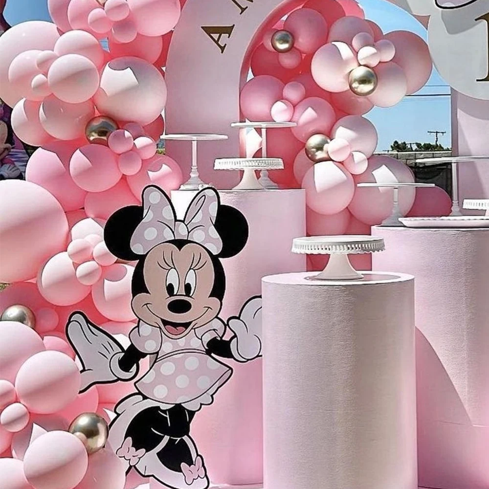 127pcs Disney Mickey Mouse Minnie Pink Themed Party Balloons Arch Kit Pink Latex Balloons for Girl Princess Birthday Party Decor