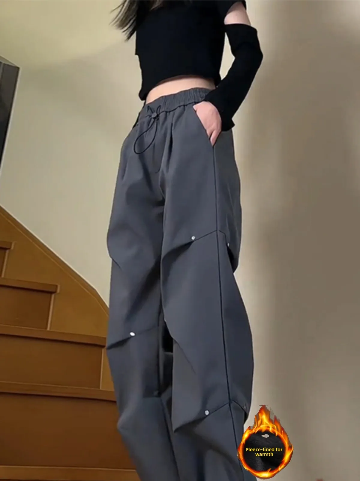 

Men's Fce Lined Hiking Pants Autumn Winter Straight Leg Outdoor Cold Resistant Trousers Casual Durable Polyester Fabric