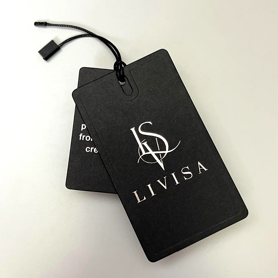 Black Paper Specialty Paper Debossed Bronzing Rose Gold LOGO Custom Pattern New Clothing Hangtag