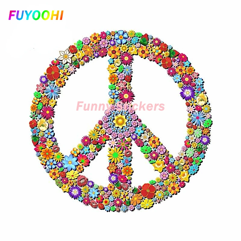 FUYOOHI Play Stickers Personality PEACE Sign Bumper Sticker Anti-nuclear War Cartoon Logo Body Decoration Pvc Car Sticker Decals