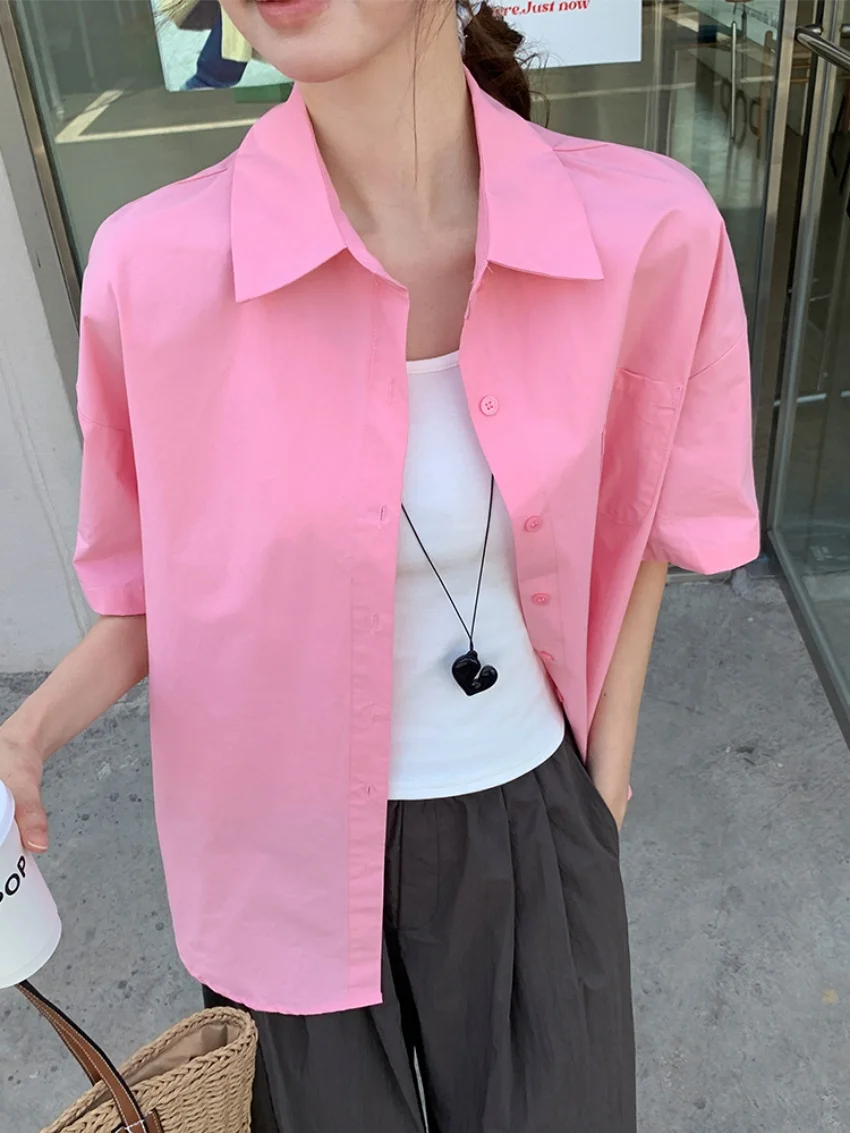 Alien Kitty 5 Colors Women Minimalist Shirts Chic Loose Short Sleeve Gentle Summer All Match Streetwear Daily Fashion New