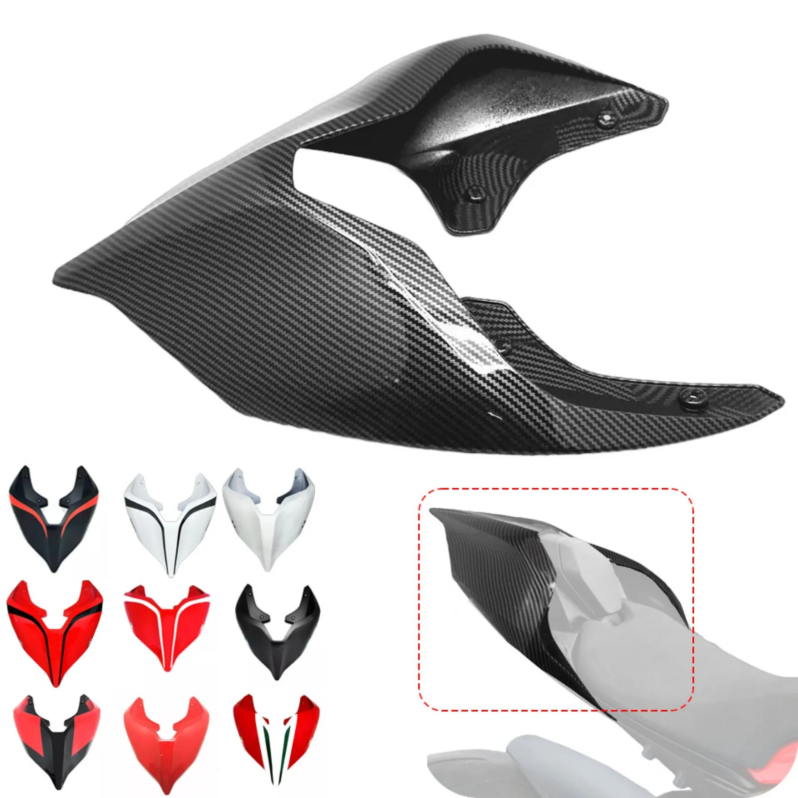 

Carbon Fiber Pattern Rear Seat Tail Solo Fairing Cove Fender Cowls for ducati streetfighter panigale v4 s r 2018 -2022